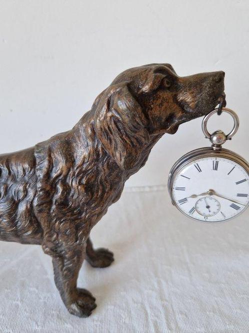 sculptuur, Porte Montre: hond - 17.5 cm - Zinklegering, Antiek en Kunst, Antiek | Keramiek en Aardewerk