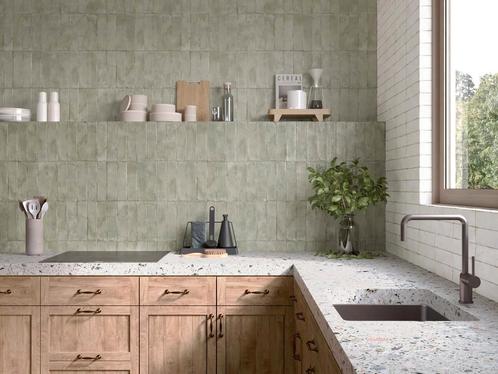 Wandtegel Groen 6,5x26cm (Muurtegels) (Bouwmaterialen), Doe-het-zelf en Verbouw, Tegels, Minder dan 20 cm, 20 tot 40 cm, 10 m² of meer