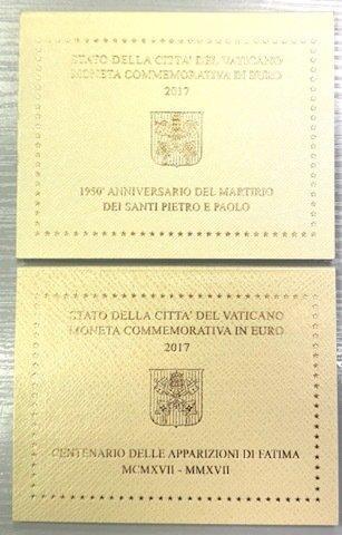 Vaticaan. 2 Euro 2017 Santi Pietro e Paolo + Fatima (2, Postzegels en Munten, Munten | Europa | Euromunten