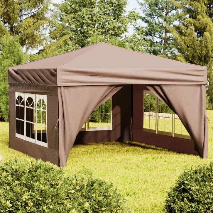 vidaXL Partytent inklapbaar met zijwanden 3x3 m taupe, Tuin en Terras, Partytenten, Partytent, Nieuw, Verzenden