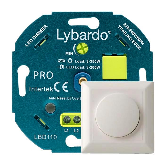 LED dimmer met zekering incl. afdekraam 200W Fase afsnijding, Doe-het-zelf en Verbouw, Elektra en Kabels, Overige typen, Nieuw