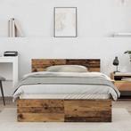 vidaXL Bedframe met hoofdeinde Oud Hout 120 x 190 cm Bewerkt, Huis en Inrichting, Verzenden, Nieuw, Bruin, Hout