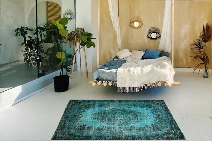 Turquoise vintage - Vloerkleed - 206 cm - 110 cm - Met, Huis en Inrichting, Stoffering | Tapijten en Kleden