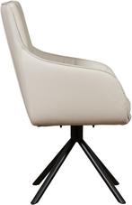 Set van 4 Crème leren industriële draaibare eetkamerstoelen, Huis en Inrichting, Stoelen, Nieuw, Leer, Ophalen of Verzenden, Vier