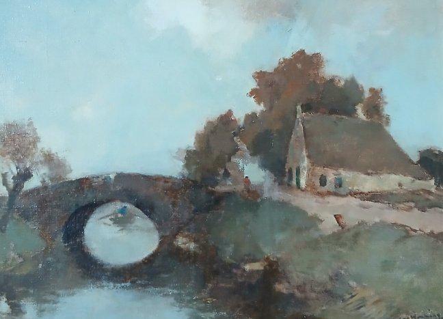 Ype Wenning (1879-1959) - Visser onder de brug, Antiek en Kunst, Kunst | Schilderijen | Klassiek