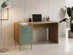 Meubella bureau eiken groen 140 cm | Werkplek | 1 lade, Huis en Inrichting, Bureaus, Verzenden, Nieuw
