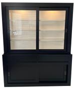 Zwarte strakke buffetkast Design 180cm led verlichting, Ophalen of Verzenden, Nieuw