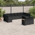 vidaXL 12-delige Loungeset met kussens poly rattan zwart, Verzenden, Nieuw, Rotan, Loungeset