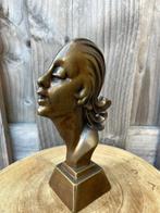 Buste, Art deco buste vrouw - 19 cm - Brons, Antiek en Kunst