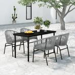 vidaXL 5-delige Tuinset grijs, 4 zitplaatsen, Kunststof, Verzenden, Nieuw