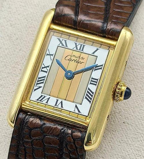 Cartier - Must De Cartier Tank “Trinity Gold Dial” - Zonder, Sieraden, Tassen en Uiterlijk, Horloges | Heren