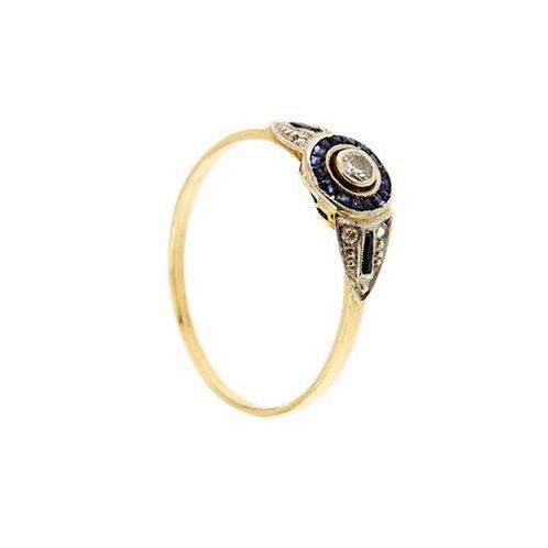 Ring - 18 karaat Geel goud, Witgoud Diamant (Natuurlijk), Sieraden, Tassen en Uiterlijk, Ringen