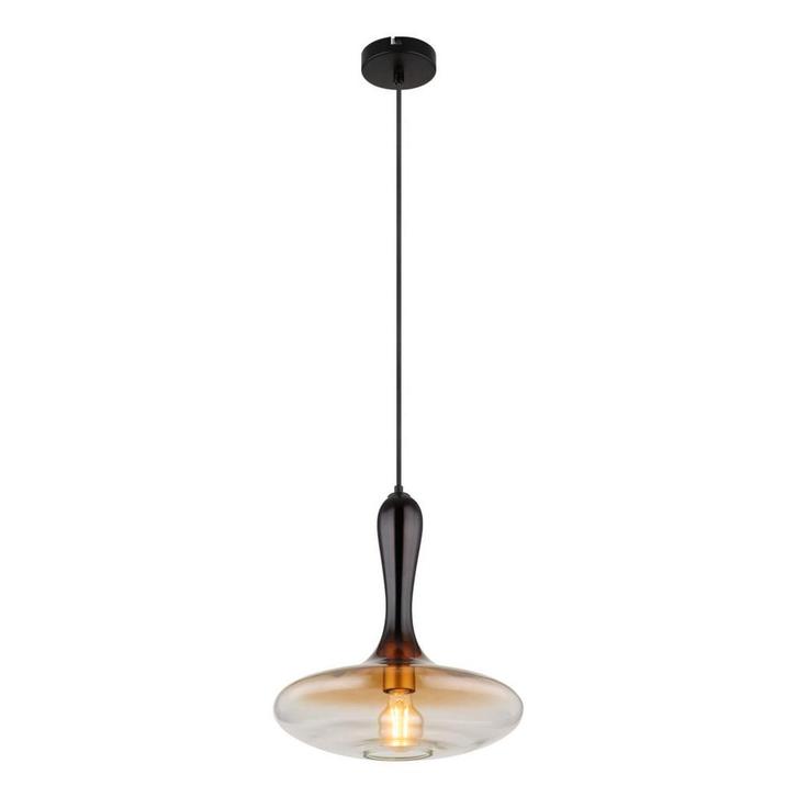 Hanglamp ALADDIN 33.0 cm 1-lichts Zwart, Smoked, Huis en Inrichting, Lampen | Hanglampen, Nieuw, Metaal, 75 cm of meer, Ophalen of Verzenden