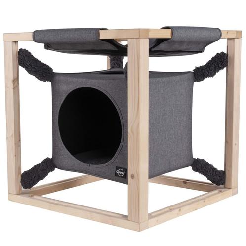 Quapas! Kattenbed met hangmat Catcube M 54x54x54 cm grijs, Dieren en Toebehoren, Katten-accessoires, Verzenden