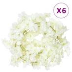 vidaXL Kerstslingers met bloemen 6 st 180 cm wit, Verzenden, Nieuw