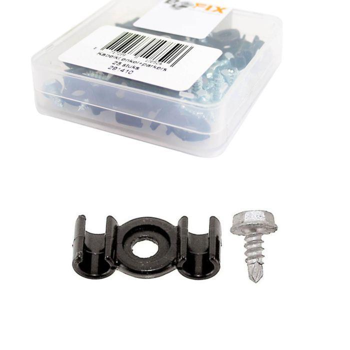 Kabelklem dubbel met parkers (25 stuks), Fietsen en Brommers, Fietsonderdelen, Nieuw, Verzenden