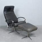 BoConcept - Loungestoel met voetenbank - Leder, Metaal