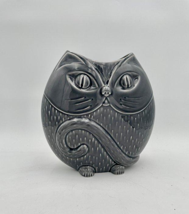 Vaas - Cat vaas in antracietgrijs geglazuurd keramiek –, Antiek en Kunst, Curiosa en Brocante
