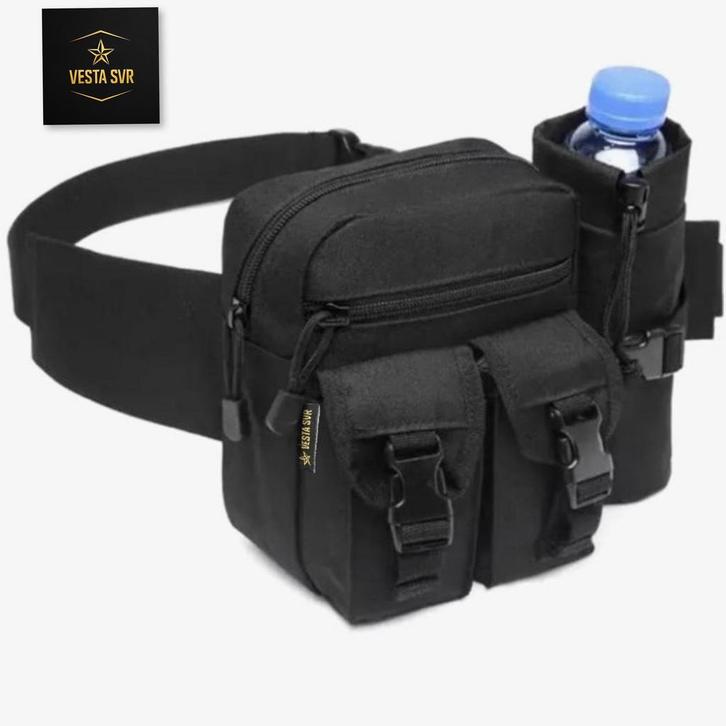 Vesta svr® Festival Heuptasje Zwart met fleshouder, Sieraden, Tassen en Uiterlijk, Tassen | Reistassen en Weekendtassen, Zwart