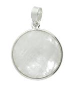 Zilveren Maansteen edelsteen rond hanger, Sieraden, Tassen en Uiterlijk, Kettinghangers, Nieuw, Verzenden