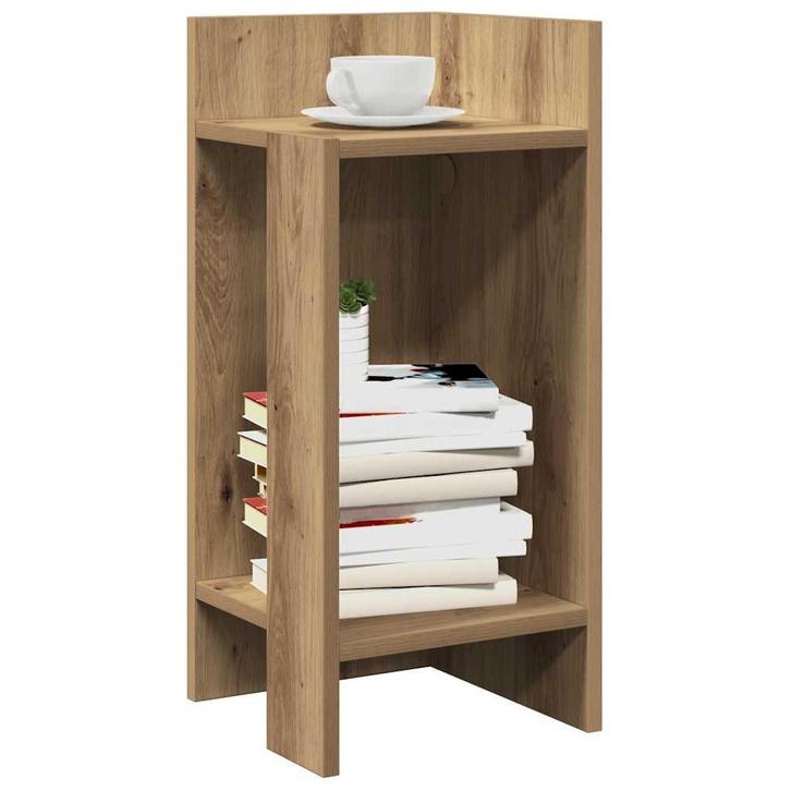 vidaXL Bijzettafels 2 st met plank 25,5x27x60 cm artisanaal, Huis en Inrichting, Tafels | Bijzettafels, Nieuw, 45 tot 60 cm, Verzenden