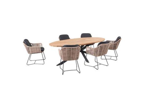 Taste 4so belmond tuinstoel naturel met prado tuin tafel 240, Tuin en Terras, Tuinsets en Loungesets, Eettafel, Stoel, 6 zitplaatsen