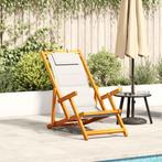 vidaXL Strandstoel inklapbaar met armleuningen acaciahout en, Tuin en Terras, Tuinstoelen, Verzenden, Nieuw, Hout