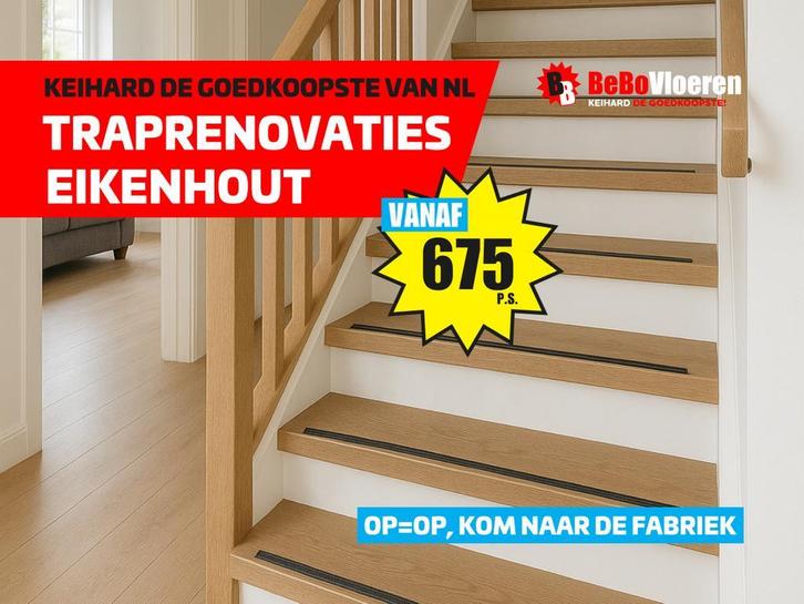ACTIE - Gerookt whitewash traprenovatie v.a. 699,-, Huis en Inrichting, Stoffering | Vloerbedekking, Wit, Crème, Beige, Bruin