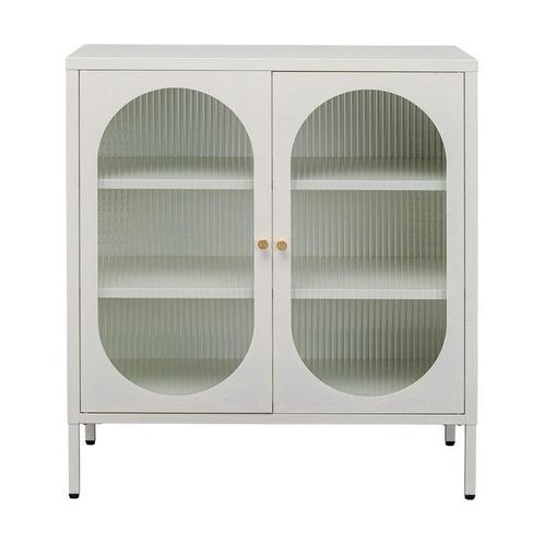 *WOONWINKEL* Kare Design Paros Kastje Met Ribbelglas Off Whi, Huis en Inrichting, Kasten | Dressoirs, Nieuw, Verzenden