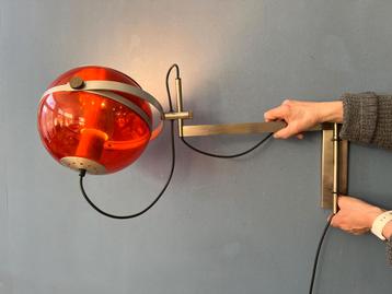 Vintage Orange Dijkstra Globe Space Age Wall Lamp beschikbaar voor biedingen