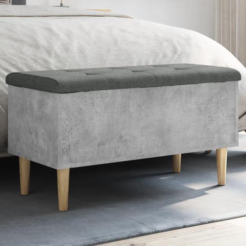 vidaXL Opbergbankje 82x42x46 cm bewerkt hout betongrijs, Huis en Inrichting, Banken | Voetenbanken en Poefen, Nieuw, Verzenden