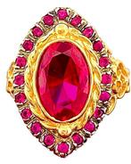 Zonder minimumprijs - Ring - 9 kt. Geel goud, Zilver Robijn, Nieuw