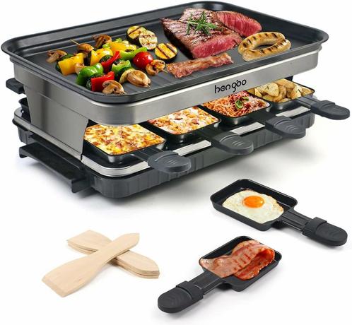 Raclette Grill voor 8 personen met anti-aanbakplaat, 8 mi..., Witgoed en Apparatuur, Gourmetstellen, Nieuw, Verzenden