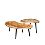 Salontafel Mangohout S Timo - Set Van 2, Huis en Inrichting, Tafels | Salontafels, Verzenden, Nieuw, Industriële meubels, Overige vormen