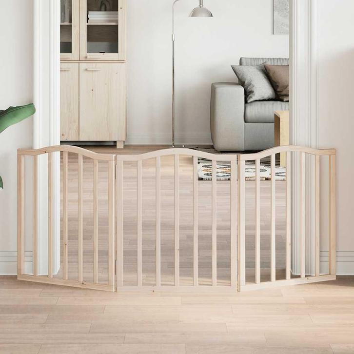 vidaXL Hondenhek inklapbaar 3 panelen 150 cm populierenhout, Dieren en Toebehoren, Honden-accessoires, Nieuw, Verzenden