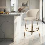 Barkruk Luana, met rugleuning, fluweellook - creme/goud, Set, Huis en Inrichting, Barkrukken, Verzenden, Nieuw