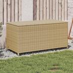 vidaXL Tuinbox met wielen 190 L poly rattan gemengd beige, Verzenden, Nieuw