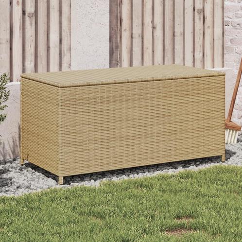 vidaXL Tuinbox met wielen 190 L poly rattan gemengd beige, Tuin en Terras, Overige Tuin en Terras, Nieuw, Verzenden