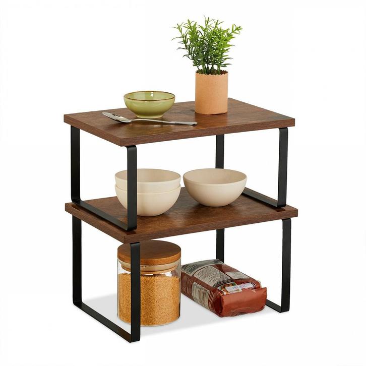 Relaxdays keukenrek, 2-delige set, stapelbaar rek voor, Huis en Inrichting, Keuken | Keukenbenodigdheden, Verzenden