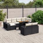 vidaXL 11-delige Loungeset met kussens poly rattan zwart, Tuin en Terras, Tuinsets en Loungesets, Verzenden, Nieuw, Rotan, Loungeset