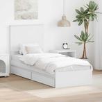 vidaXL Opslag bed met hoofdeinde met lade Wit 75 x 190 cm, Verzenden, Nieuw, Wit, Hout