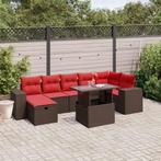 vidaXL 8-delige tuinbankset met kussens, bruin polyrotan, Tuin en Terras, Tuinsets en Loungesets, Verzenden, Nieuw, Rotan