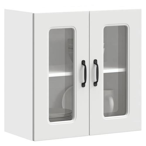 vidaXL Keukenwandkast met glazen deur Kalmar bewerkt hout, Huis en Inrichting, Keuken | Keukenelementen, Wit, Nieuw, Verzenden