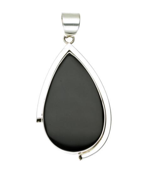Zilveren Onyx edelsteen druppel XL hanger, Sieraden, Tassen en Uiterlijk, Kettinghangers, Verzenden