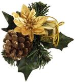 Kerstbijsteker goud kerstroos cadeautje en dennenappel doos, Ophalen of Verzenden, Nieuw