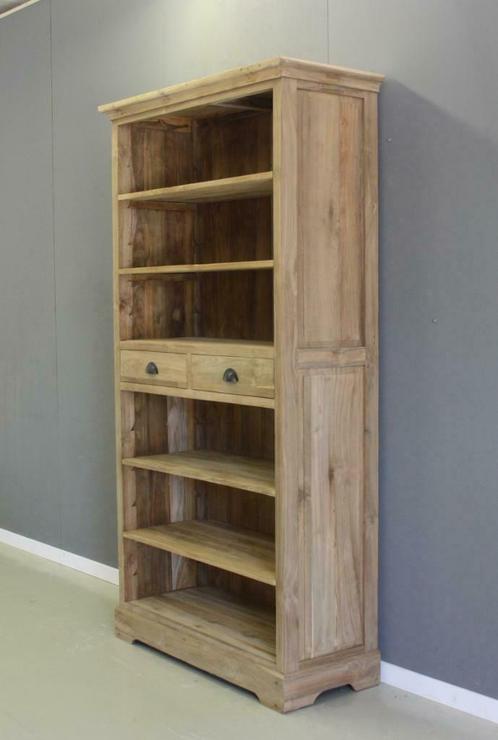 Boekenkast teakhout 100cm, twee laden; Indoteak, Huis en Inrichting, Kasten | Boekenkasten, 25 tot 50 cm, Met lade(s), Met plank(en)