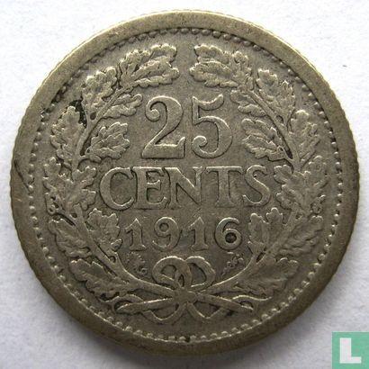 Nederland 25 cents 1916, Postzegels en Munten, Munten | Nederland, Losse munt, 5 cent, Goud, Zilver, Verzenden