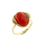 Gouden ring met vuuropaal (geelgoud, dames sieraden), 18 tot 19, Gebruikt, Overige kleuren, Ophalen of Verzenden