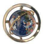 Wereldbol-verguld messing-lapisblauw-met kompas-hoogte 35 cm