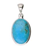 Zilveren Turkoois Turquoise edelsteen ovaal glad kettingh..., Sieraden, Tassen en Uiterlijk, Kettinghangers, Verzenden, Nieuw